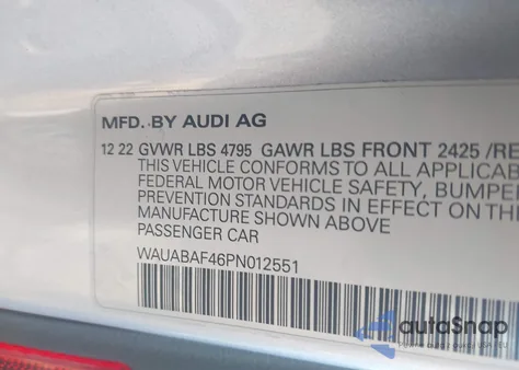 2023 Audi A4 Premium 40 Tfsi Quattro S Tronic z USA, uszkodzony, nr VIN WAUABAF46PN012551